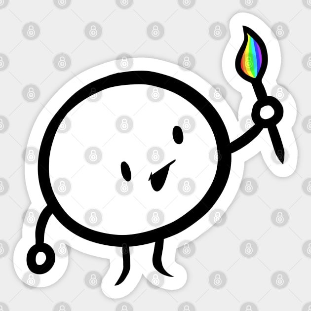 Happy Cute Rainbow Painting Brush Sticker by Zeeph